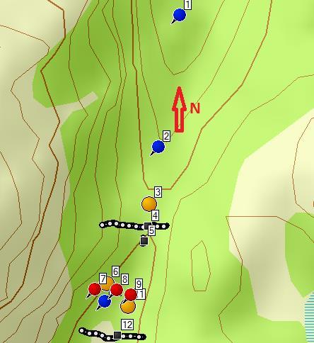 Det moderne kartet forteller oss at avstanden fra steinbrua på Rage langs stranda til stiskillet er rundt 1 km. Videre, at rundt 1.