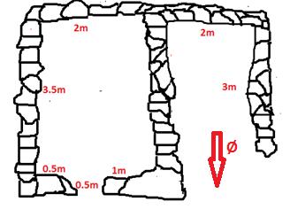Murene er rundt 1m høye og er i forholdsvis god stand. Fig.8.