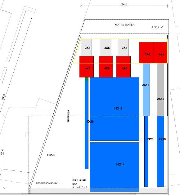 (763 m 2 ): Ca 700 kvadratmeter som kan deles inn i 2 (eller flere) rom med skillevegger Utleiemuligheter