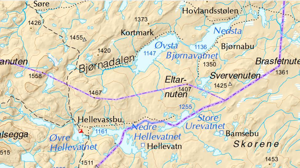 Hellevatnet og Store Urevatnet for bedring av trekkmulighet vestover.