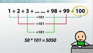 Eksempel: ( sum ) Anta at vi har den aritmetiske følgen: a 1 = a (startledd) (5.95) a i+1 = a i + 1 i = 1, 2, 3,... (5.96) Finn summen S 100.