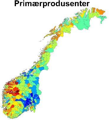 Figur 7.3. Geografisk fordeling av indikatorene for våtmark per funksjonelle gruppe. Fargeskalaen angir antall indikatorer per kommune.