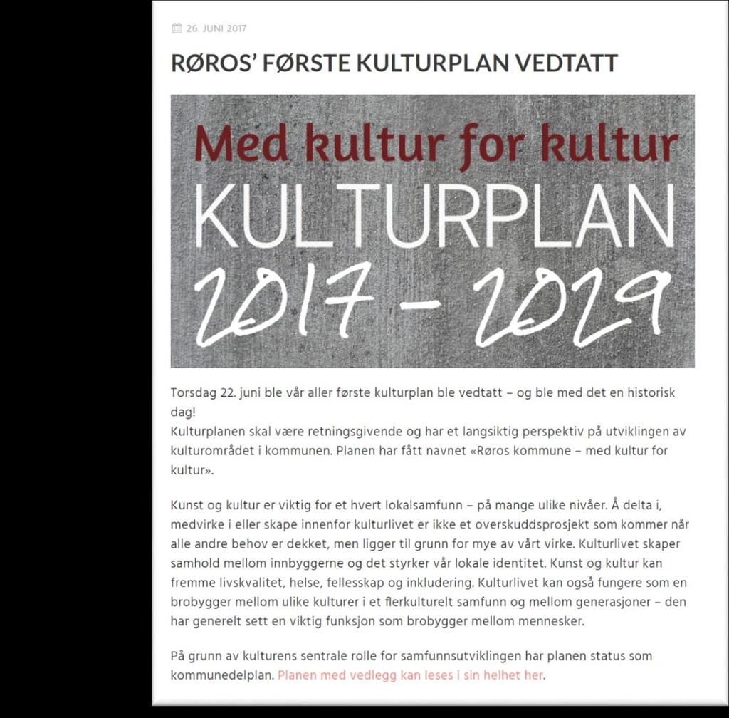 Røros første kulturplan 2017-2029