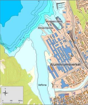 1.4 Tidligere sedimentundersøkelser fra det havnenære området Havneområdet ved Mosjøen har svært begrenset areal, men kan i denne sammenheng særlig defineres som Mosjøen havn og Alcoa-havna (Figur 4).