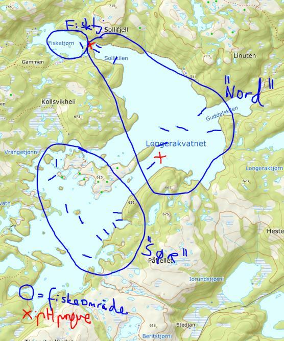 Antal garn brukte i prøvefisket er utrekna i høve til størrelsen av innsjøen (Barlaup et al. 2003).