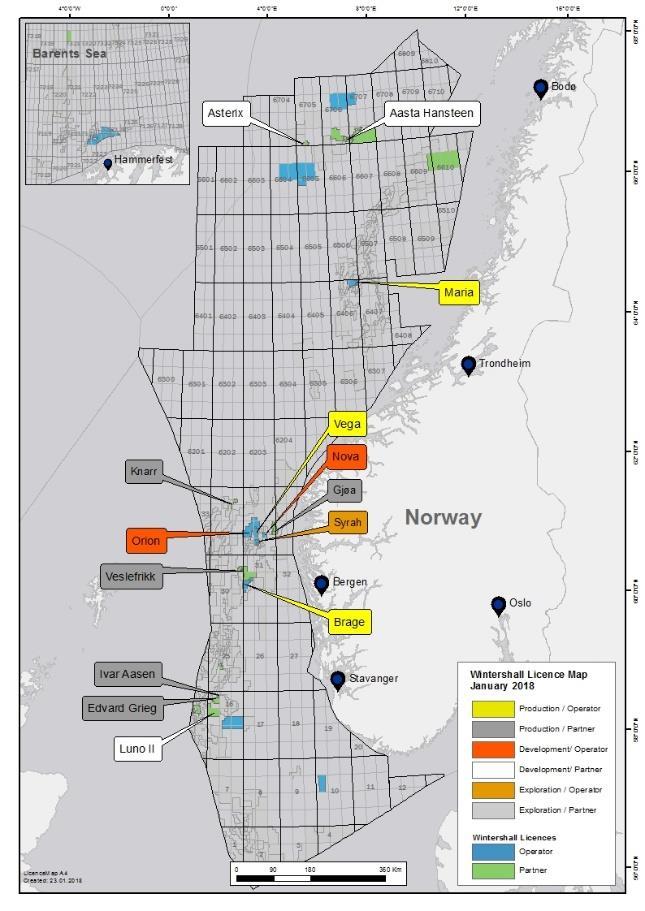 Wintershall Norge Våre eierskap Egen produksjon: Brage (35.2%) Vega (55.6%) Maria (50%) Partner-produksjon: Gjøa (20%) Knarr (20%) Edvard Grieg (15%) Ivar Aasen (6.