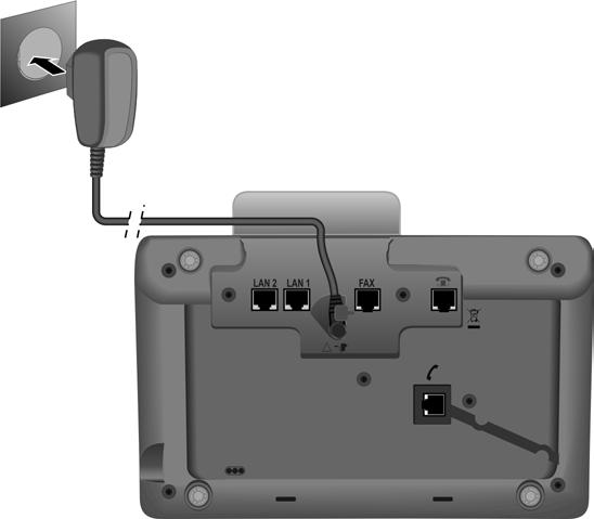 Første trinn 3. Koble basetelefonen til strømnettet 3 1 2 1 Før den lille pluggen på strømledningen bakfra gjennom utsparingen på apparatet.