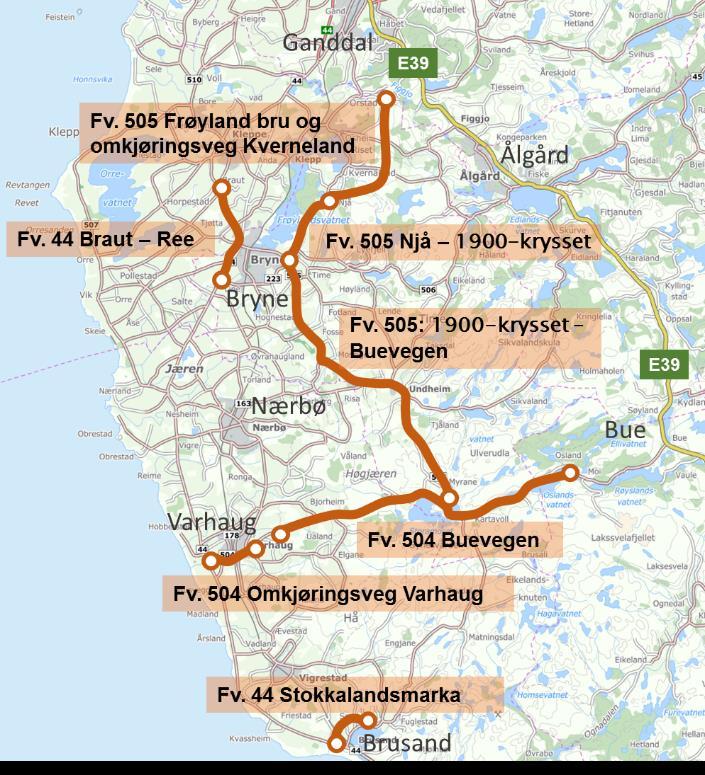 Hovedmål er å få en effektiv forbindelse mellom Jæren og dagens E39. Vegen er spesielt viktig for gods- og næringstrafikk mellom dagens E39 og godsterminalen på Ganddal.