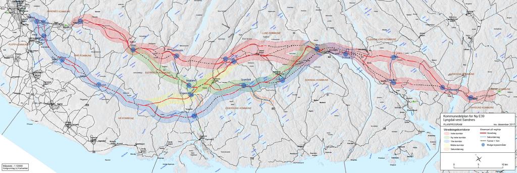 Figur 5-2 Korridorer som har vært til