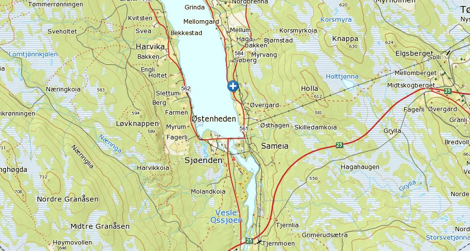 6 3. OMRÅDEBESKRIVELSE Østenheden I er beliggende mellom Osensjøen Øst og Jerpenvegen. Bare Fylkesveg 561 Osensjøen Øst ligger mellom Osensjøen og hyttegrenda.