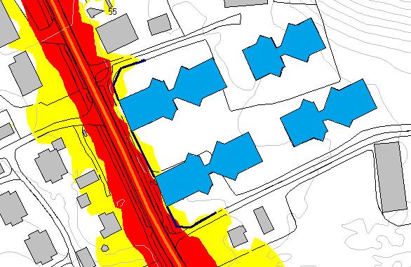 4. STØYDEMPENDE TILTAK: Det må vurderes om det må gjennomføres støydempende tiltak for å tilfredsstille kravene i NS8175 (tabell 1) både til innendørs og utendørs lydnivå.