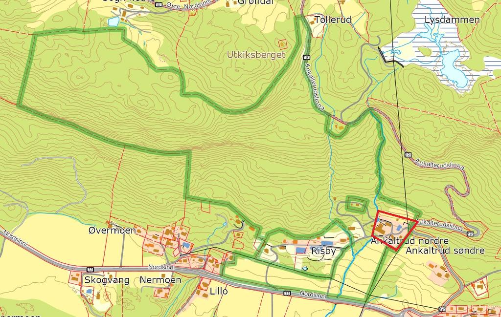 2. DAGENS SITUASJON 2.1 Beliggenhet Områdene ligger nord for riksvei 33, ca. 3km vest for Dokka sentrum Gnr 16 Bnr 1, Teig nr.