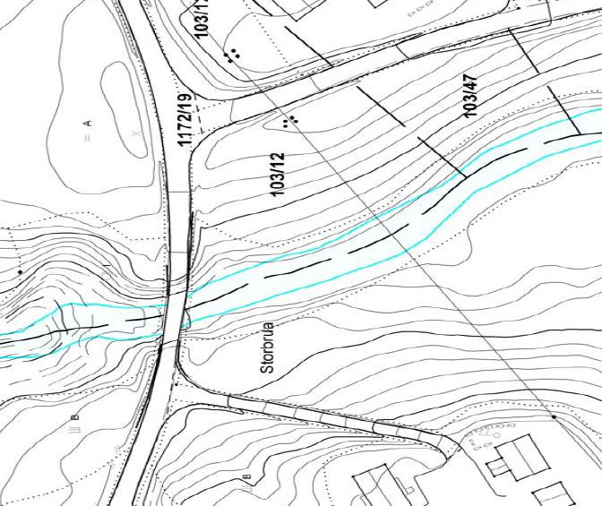 Strekning B Melandsfossen - Brattfossen. Hovedsakelig stilleflytende vann, men noe sterkere vannstrøm opp mot Brattfossen. Elvemusling på hele strekningen, ganske jevnt fordelt. Stasjon 1 (fig.