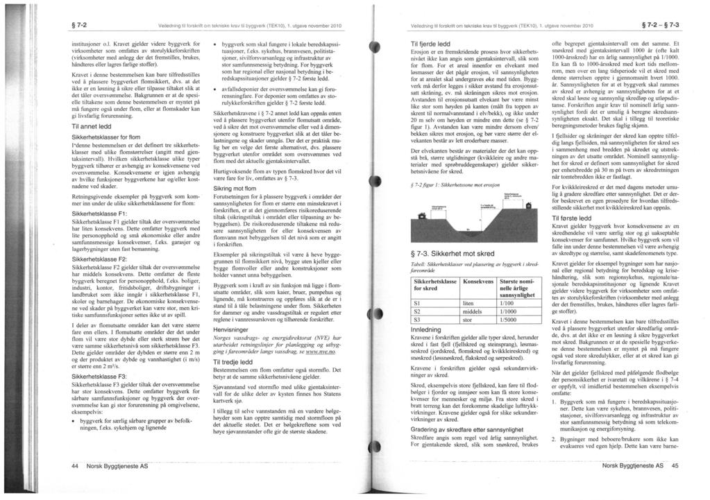 7-2 Ve ledning ti forskrift om tekniske krav tii bygg,,erk (TEK10), 1. utgave november 2010 Veiledn,ng til forskritt om tekniske krav til byggverk (TEK10) utgave novembel 2010 7-2 7-3 institusjoner o.