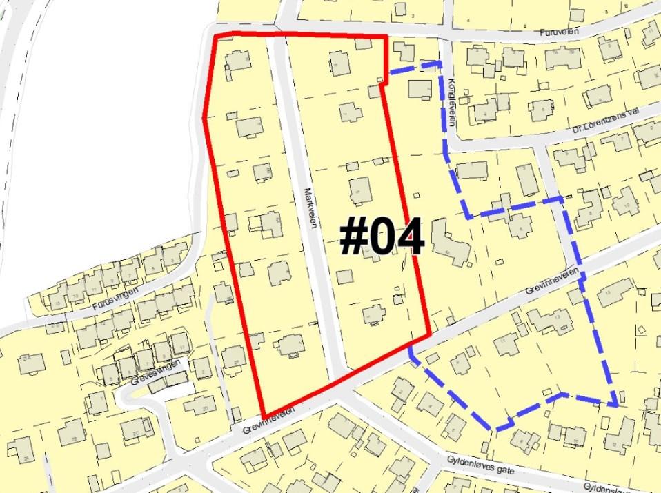 D) Markveien/Grevinneveien Området ligger ved og nord for Grevinneveien på Solvang. Det er registrert 24 boenheter innenfor området.