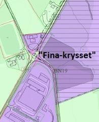 Det framgår av Rådmannens vurdering at det innarbeides næringsarealer ved Fina-krysset.