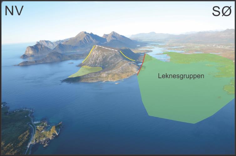 2.2.6 Offersøya/Offersøykammen (kartområde) 2.2.6.1 Felt og bergartsbeskrivelse Offersøya er en halvøy som ligger like nordvest for Leknes og langs den nordvestlige marginen av den antatte Leknesgrabenen (Fig.