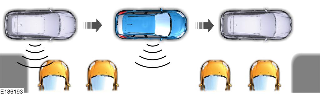 Parkeringshjelp Når du mener at kjøretøyet er riktig parkert, eller når du hører en jevn tone fra parkeringshjelpen (fulgt av en skjermmelding og et ringesignal), skal du stanse kjøretøyet helt.