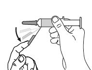 Ikke fjern nålehetten fra den ferdigfylte sprøyten før du er klar til å injisere legemidlet. Ta hetten av sprøyten ved å holde rundt beholderen og trekke hetten forsiktig av uten å vri.