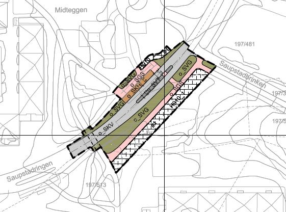 Side 9 Illustrasjon av plankartet, nedfotografert. Beskrivelse av tiltaket Det reguleres ca. 95 meter kjøreveg (SKV) gjennom planområdet.