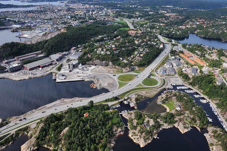 E39 fra Varodden og inn mot Kristiansand sentrum. Foto: Anders Martinsen 8.2.