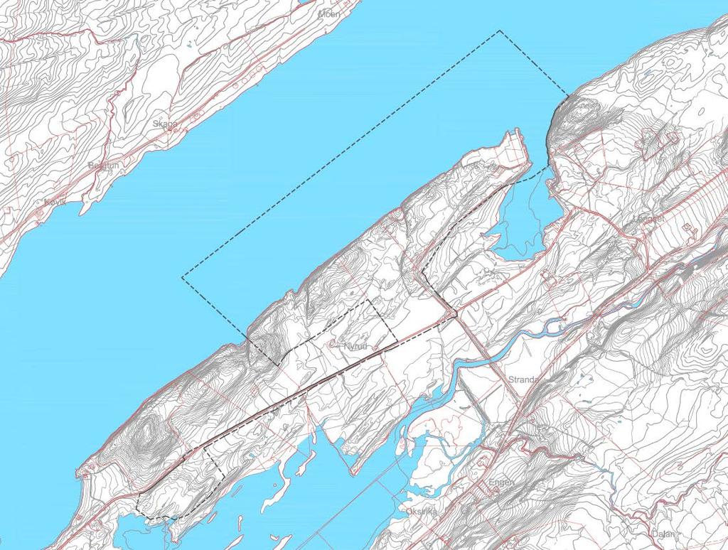 Området omfatter også sjøarealet til omtrent midten av Litlsjona. Nesna Litlsjona Langsetvågen Planområde Figur 2-1: Kart som viser beliggenheten av planområdet med svart stiplet linje.