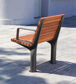 vltau VLT111 Parková lavička konštrukcia z hliníkovej zliatiny, sedadlo z drevených lamiel VLT111r VLT111t 445 645 1820