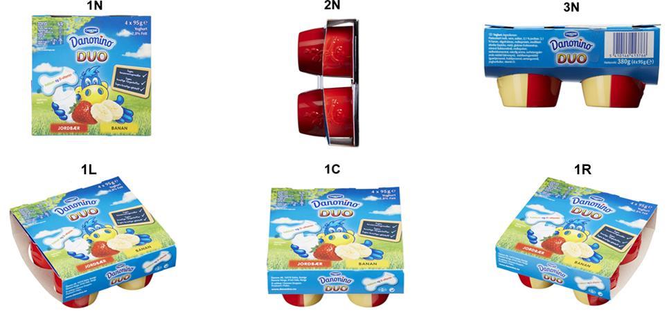 «four-pack» med yoghurt hvor forsiden (1N)