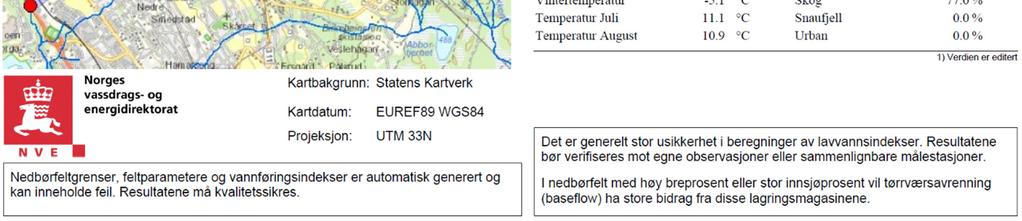 9,3 km 2 korresponderer relativt godt med feltstørrelsen som ble benyttet av NVE i deres flomnotat for Bæla, Lunde og Åretta fra 2014 på 9,8 km 2 (NVE, 2014).