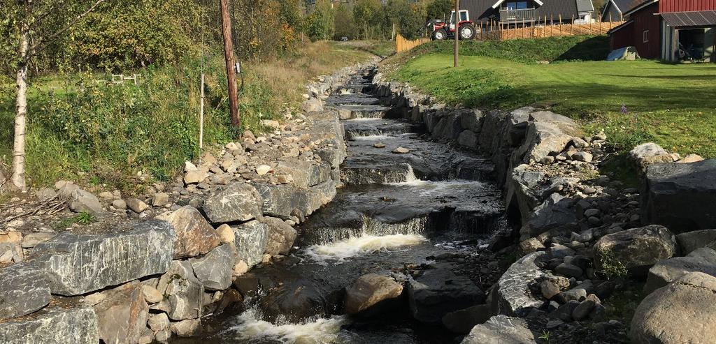 Strekningen er opparbeidet etter flomskadene i 2014 i regi av NVE og Lillehammer kommune. Elva er på strekningen anlagt med små terskler, og sikret i bunn og side med stein.