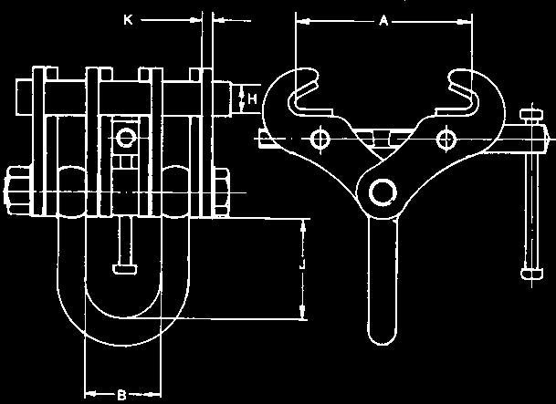 Superclamp S type With adjusting mechanism and lifting shackle. Med justeringsskrue og sjakkel.