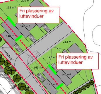 5. Oppholdsrom i gul støysone Alle oppholdsrom skal ha minst ett vindu mot stille side (utenfor gul støysone).