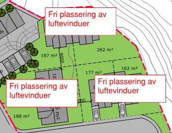 Tomannsboliger: Figur 8 Alle oppholdsrom i 1. etg. i gul støysone skal ha minst ett luftevindu mot stille side.