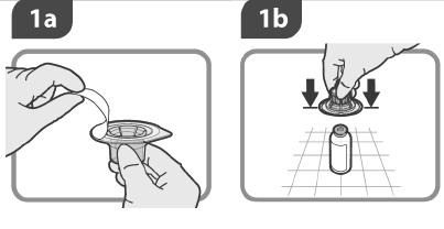 Trinn 1 1a 1b Dra av forseglingen fra hetteglassadapteren. Ikke fjern kappen.