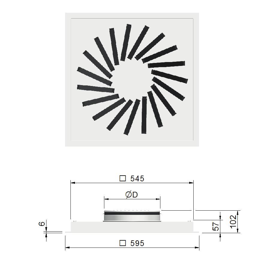 VDW-spaltene og innfestingspunktene i ventilkroppens hjørner som har innmonterte holdemagneter er produsert i plast. Hele ventilen er innvendig og utvendig lakkert i RAL 9003 - glans 30.