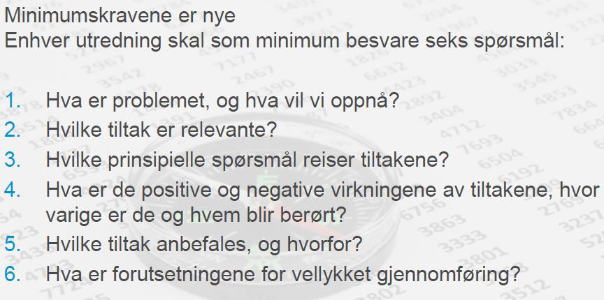 Spørsmål som bør besvares - Utredningsinstruksen 18