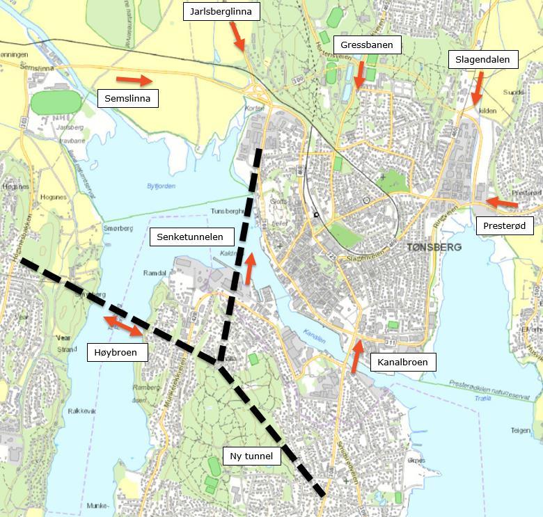 BEREGNINGSRESULTATER AV TILTAK FOR REDUKSJON AV TRAFIKK OVER KANALBRUA