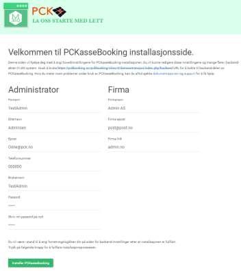 2. Lage en Adminbruker for kunden Fyll inn relevant info i