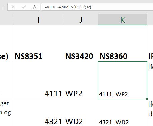Jeg har valgt å bruke en 4-sifret NS 8351-kode når jeg har klassifisert objektene. Dette for å følge eksempelet fra Standard Norge, som vist på bildet nedenfor.