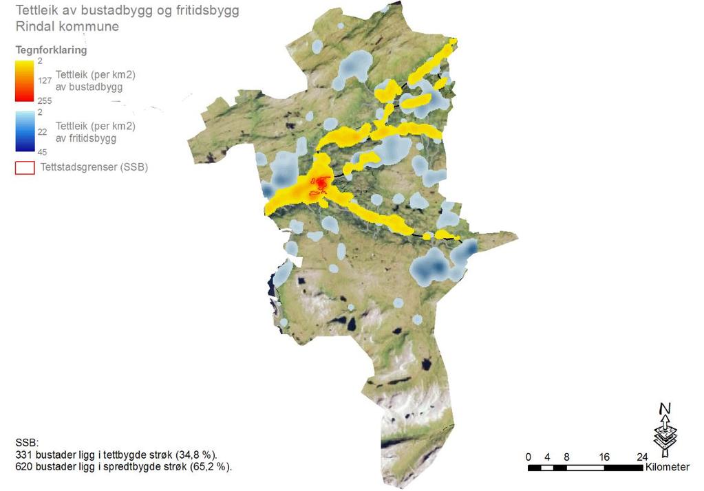 Bustadar og hushald 21 Kommunestatistikk 216 Rindal kommune Små endringar