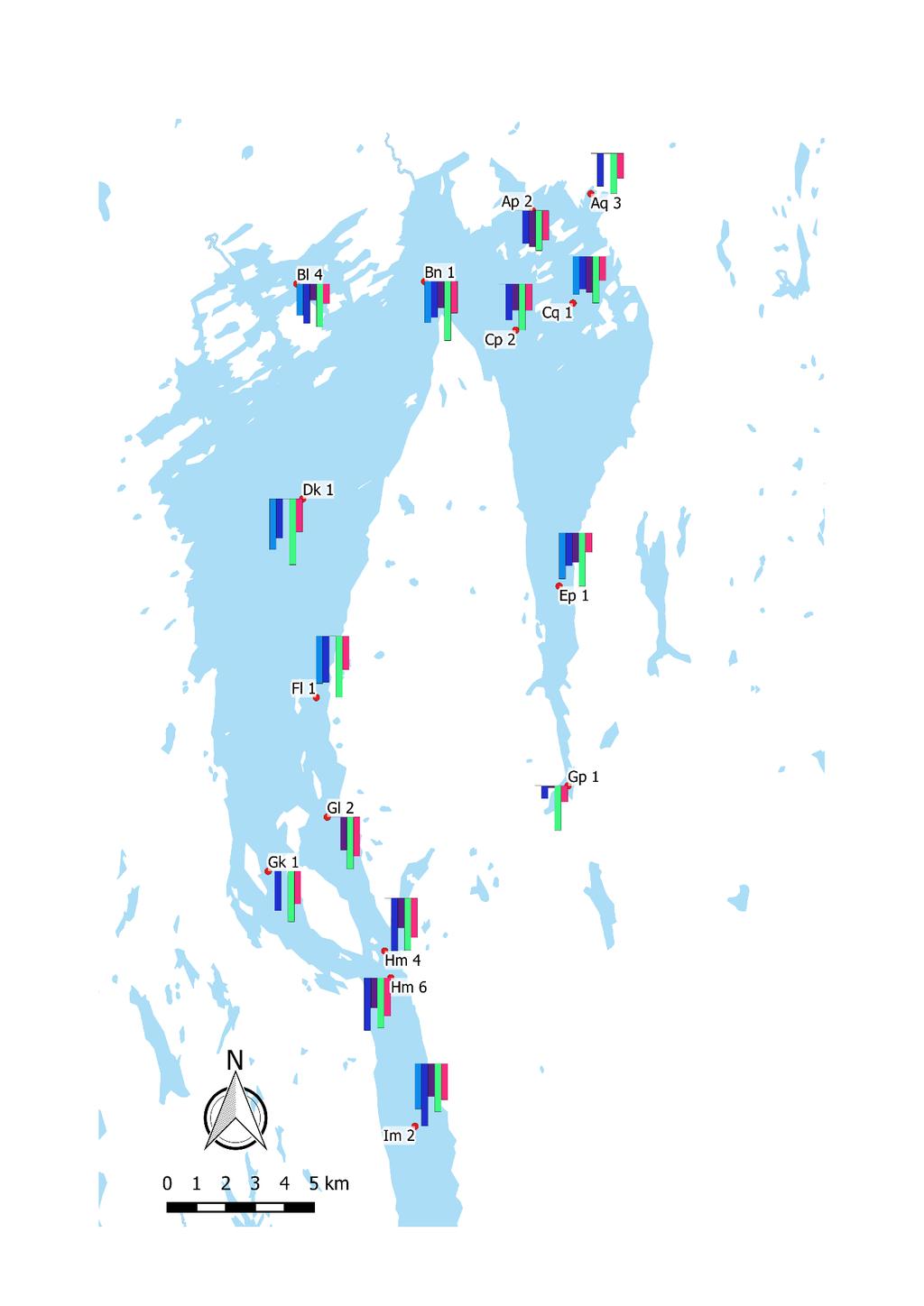 Siktedyp i april Stasjon 1990-2001 2012 2014 2015 2016 Ap 2 5 5,5 6,1 4,5 Aq 3 5 6,1 3,8 Bl 4 4,8 6 2,5 6,5 3 Bn 1 6,3 5,5 4 9 4,8 Cp 2 5,5 4 7 4 Cq 1 5,8 5 5,5 7,1 3,7 Dk 1 7,7 6 10 5 Ep 1 7 5 4,5