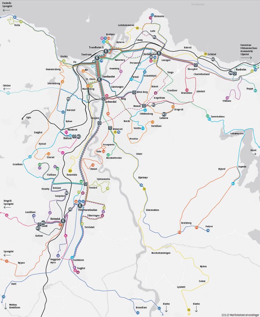 Trondheim regiontogets rolle Inn til knutepunkter hvor toget møter det lokale kollektivtilbudet: - Heimdal - Marienborg - Trondheim S - Leangen - Ranheim - (Lerkendal?