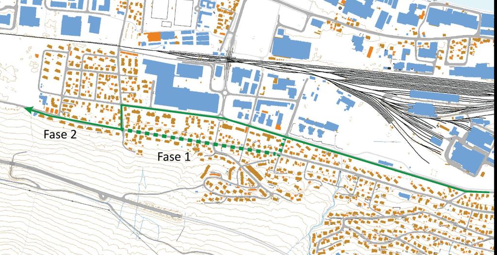 Forlengelse mot Gulskogen Vest fase 2 Gulskogen senter Gulskogen Skole Bussen kjører Professor Smiths allé til Rødgata Vest