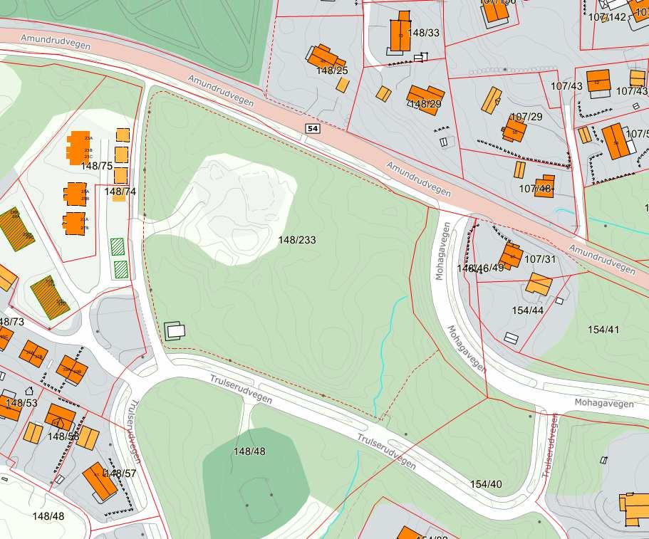 3.3. Dagens situasjon Kart 1 viser dagens situasjon av området og den ubebygde tomta med