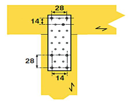 avstand til belastet endetre i fiberretningen: 15d = 15 x 4 = 60 mm Min. avstand til ubelastet endetre i fiberretningen: 10d = 10 x 4 = 40 mm Min.