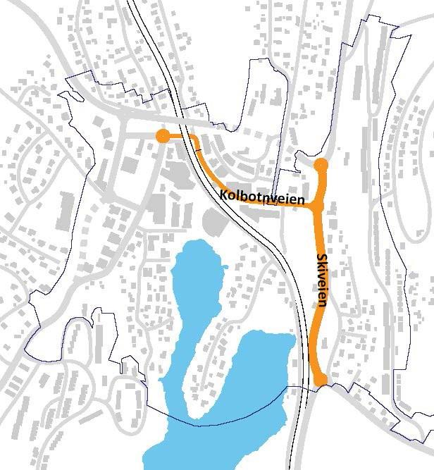 overskuelig framtid. Det er viktig å understreke at traseen samtidig må strammes opp og utformes som et gateløp, slik at Skiveien blir en «bygate» og en god atkomst til Kolbotn sentrum.