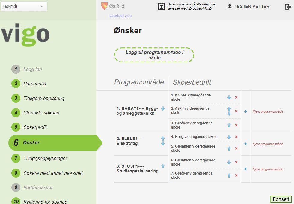 Oversikt over registrerte ønsker