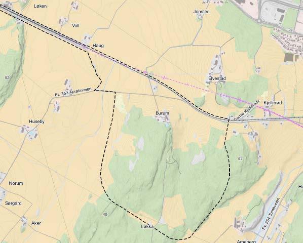 Kjellerødåsen Planområdet ligger i Råde kommune, i et dalsøkk mellom høydedragene i et skogsområde.