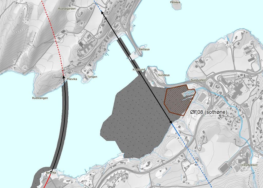 29 av 92 Beregnet permanent arealbeslag for økologiske funksjonsområder I Kroksund vil det gjennomføres omfattende tiltak innenfor det økologiske funksjonsområdet ØF08 Kroksund.