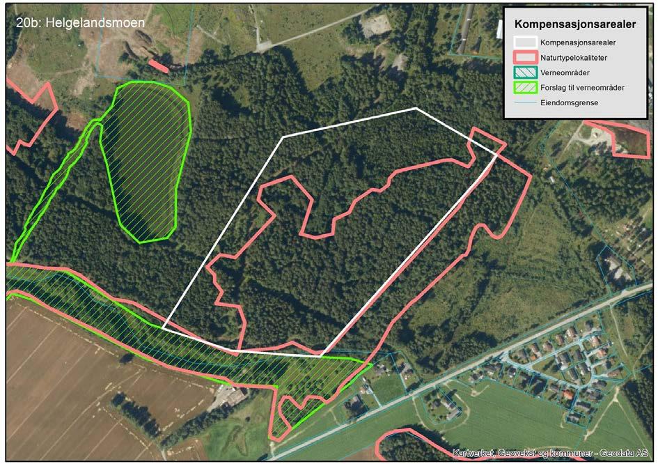 66 av 92 Kompensasjonsareal 20b Helgelandsmoen SØ (naturtypelokalitet BN001119898 gammel lavlandsblandingsskog, B-lokalitet) (100 daa) Kort naturfaglig beskrivelse (for detaljer, se